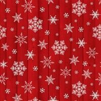 Chickadee Christmas- Snowflakes on Woodgrain- Red